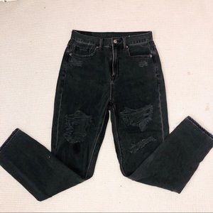 American eagle mom jeans black with rips.